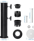Beefy Heavy Duty Umbrella Base Tube For Outdoor Patio Umbrella Stand With Universal Pole Bracket Replacement Parts Metal Black