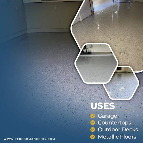 Tough As Nails Epoxy Floor Coating Kit For Concrete With Taupe Base And Canyon Brown Quarter Inch Flakes Covers Five Hundred Square Feet Heavy Duty Finish Perfect For Garage Or Basement Projects Zero Fuss Formula installed on a garage floor.