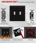 Double Light Wall Toggle Switch Plate 2 Gang Mid Size 4.88 By 4.92 Inches Built Tough Unbreakable Polycarbonate with switches