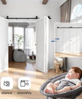Top Mount Bifold Sliding Closet Door Hardware Kit for Four 24 Inch Doors Black Track System With Quiet Smooth Rollers