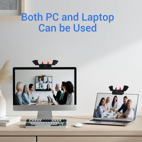 Heavy Duty 1080P Webcam With Crisp Stereo Mic Full Hd Gaming Streamer Rig For Usb PC Console Setup shown on PC and laptop.