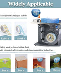 Semi Automatic Right Angle Label Applicator Machine With Microcomputer Control For High Accuracy Industrial Printing And Packaging Use Featuring 200W Power Output Efficiently Applying Fifteen To Thirty Labels Per Minute With Light Sensor Technology For showcasing label application on various boxes.