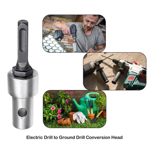 Round Shank Garden Auger Drill Adapter For Electric And Cordless Drills Converts Your Drill Into A Ground Drill With Two Slots