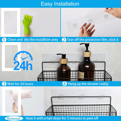 15 Pack Heavy Duty Shower Caddy Adhesive Replacement Zero Drill Mounting Pads That Lock In Tight Stay Put On Bathroom Shelves And Kitchen Organizers Go Up Like A Champ Strong Grip Smooth Finish