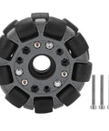 100mm Double Plastic Omnidirectional Wheel With Nylon Body, 360 Degree Movement, 20kg Load Capacity, Durable Robotic Wheel shown with screws
