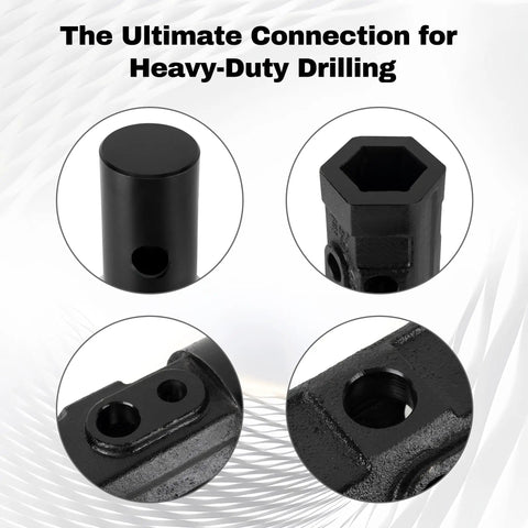 Heavy Duty Universal Adapter For Digger And Auger 2 Inch Female Hex To 2-9/16 Inch Round Auger Shaft Carbon Steel showing details