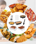 Dual Basket Air Fryer Accessories Set Of 10 For Dual Zone 8 Quart And Larger Fryers DZ201 DZ401 with cooked dishes