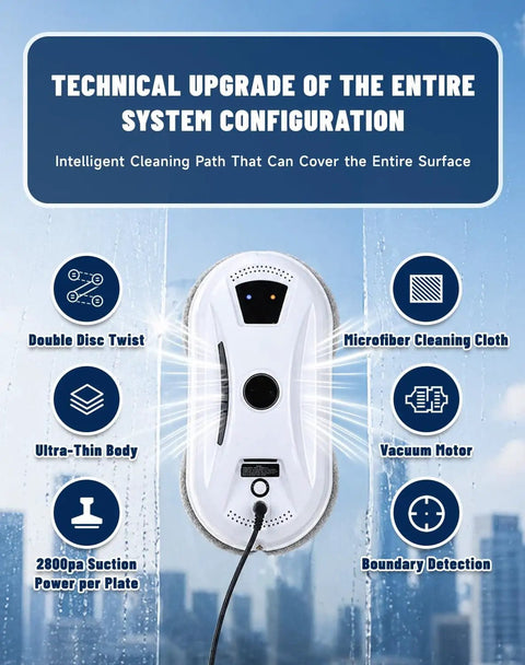 Automatic Window Cleaning Robot With AI Navigation And Edge Detection, Powerful Suction For High Rise Glass And Large Bay Windows