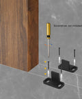 4 Set Barn Door Floor Guide Kit Black Plastic Bottom Floor Mount Guides for Sliding Doors, installation diagram with screws.