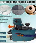 Handheld Glass Edge Polishing Grinder, Portable Electric Glass Beveling Machine with 8000 RPM, shown with 8 diamond wheels.