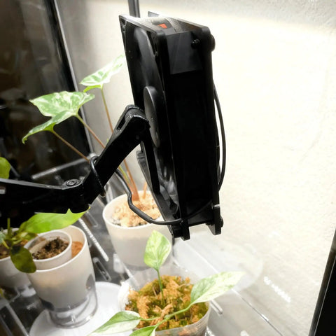Adjustable Fan Grill Mount Bracket For Secure Ventilation In Cabinets And Greenhouses Easy Clip On Fit For 120mm And 80mm Fans Durable Plastic Construction Universal Mounting For Wood Cabinets And Shelving