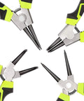 Beefy Four Piece 7 Inch Snap Ring Pliers Set Internal And External Circlip Pliers Kit with straight and bent jaw