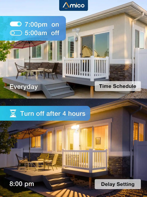 Smart LED Motion Sensor Outdoor Flood Lights 40W 4000LM 2700K 6500K Color Temp IP65 Waterproof Google Home Compatible WiFi App