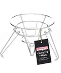 Fryer Oil Filter Stand With Folding Arms That Clamps To Deep Fryers, Rugged Oil Filter Holder 9.5 inch Diameter