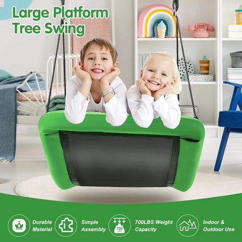 Giant 60 Inch Platform Tree Swing for Kids and Adults Indoor Outdoor Large Swing with Oxford Fabric Adjustable Hanging Ropes Built to Last