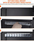 Adjusting hook plates inside 440 Key Lock Box With Wall Mount And Dual Doors Beefy Heavy Duty Steel Key Cabinet 20 Adjustable Hook Plates Index Log And Tags 440 Key Storage For Garage And Home Office Security Black