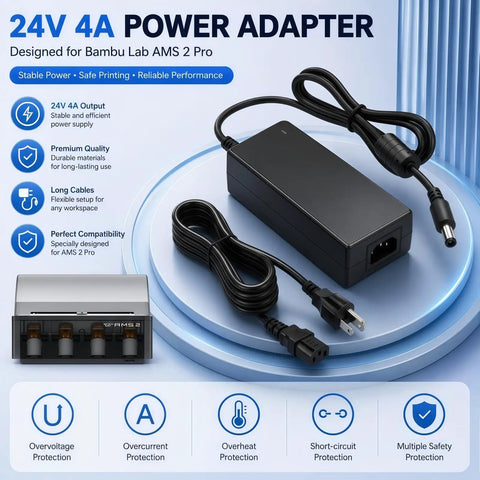 24V 4A Power Adapter For AMS 2 Pro Automatic Material System Beefs Up Your 3D Printing With Stable 24V Supply Replacement