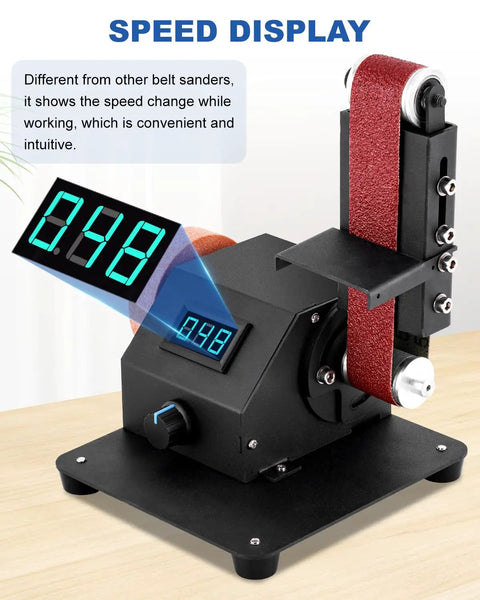 Mini Belt Sander Knife Sharpener With Variable Speed Electric Power Belt Grinder And 15 Piece 1.2x15in Multi Grit Belts Low Noise For Knife Making Metalworking Woodworking And Diy Projects