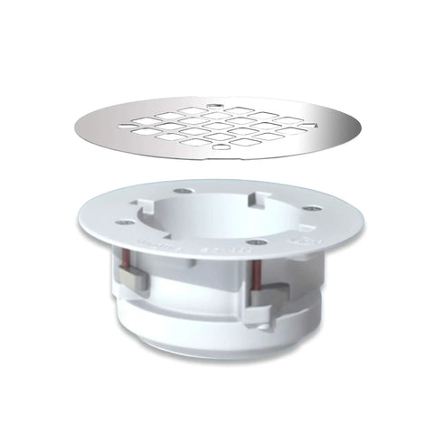 Pro Grade New Construction Shower Drain Top Install 2 Inch PVC And ABS UPC Approved 10 Year Warranty Made In USA