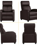 Brown Recliner Chair Featuring Three Position Recline And Plush Faux Leather Upholstery Rugged Wood Frame Engineered For Serious Living Room Comfort Smooth Tilting Action For Kickback Sessions - Four angles view