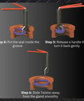 Six Piece Seal Twistor Tool Set With Two Sided Seal Pick And Surface Mount Handle For Easy No Thumb Strain Seal Installation In Hydraulic Systems Cylinder Rod Seal Packing Kit For Quick Pro Level Maintenance showing three-step seal installation process