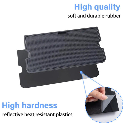 Center Console Compartment Cover With Hidden Pocket Lid For The Open Pocket In Front Of The Shifter, Ford F-150 Compatible, non-slip rubber