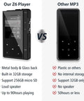 32GB MP3 Player With 90 Hours Battery Life, Bluetooth 5.0, Rugged Metal Frame, 2.4 Inch IPS Display vs generic MP3 player.