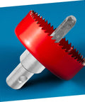 Beefy Pro Grade Drill Bit Adapter for Hammer Drills and Earth Augers 1 Inch Chuck Converter in red with steel base