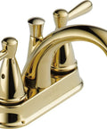 Bayside Bathroom Faucet in Polished Brass No Fuss 4In Centerset Fit for 3 Hole Sinks, Drain Assembly Included, Easy Install, Durable Finish, Lifetime Limited Warranty