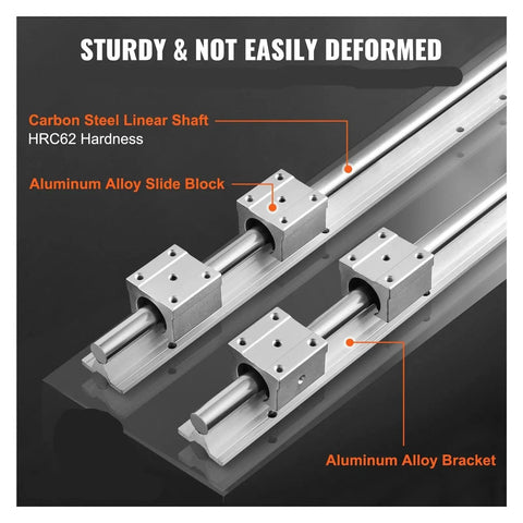 DIY CNC Milling Upgrade 2 Straight Linear Guide Rails 800 To 2200Mm And 4 UU Bearing Blocks For Smooth Motion SBR12 SBR16 SBR20 Compatible Pro Grade Linear Rail System For DIY Mills And Milling Projects Bang For Your Buck carbon steel rails with aluminum alloy blocks