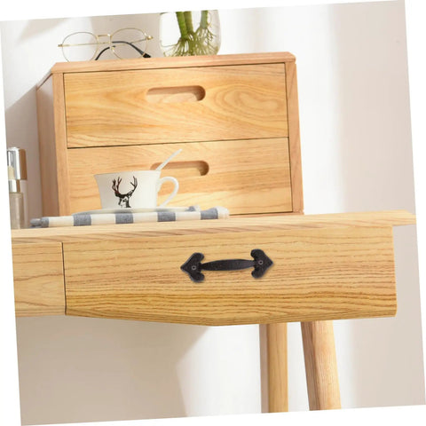 Retro Style Cabinet Door Pull Handles 1 Set Sturdy Furniture Grips For Cabinets Closets And Dressers Vintage Design Easy To Open No Burrs For A Comfy Touch installed on wooden drawer