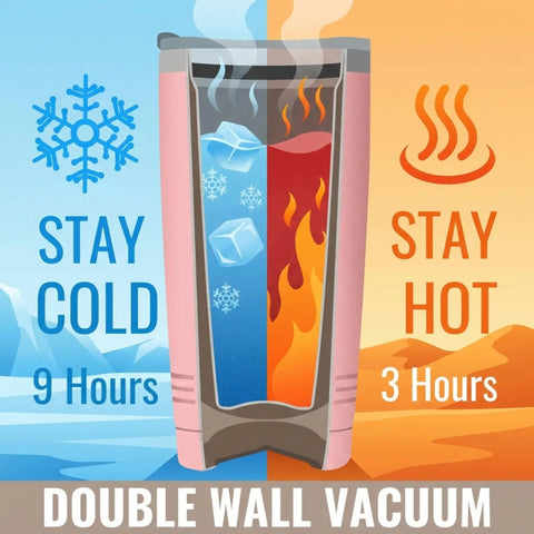 Grab This Dill With It 20 Oz Travel Tumbler Dope Insulated Cup With Secure Lid shows cold and hot beverage temps for 9 and 3 hours.