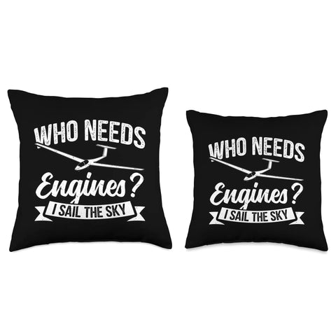 Soaring Sailplane Pilot Throw Pillow For Aviation Enthusiasts And Glider Nerds Cozy Home Decor Gift set with glider graphic design