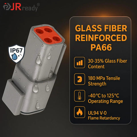 Beefy DTM 2-Pin Waterproof Sensor Connector Kit 4 Pairs With 20 AWG Stamped Terminals, sealed design showcasing IP67 rating.