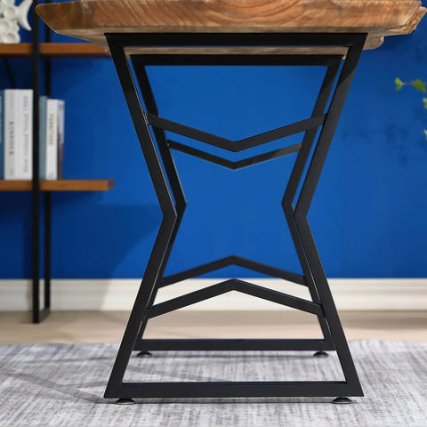 Black Metal Table Legs 28 Inch High By 20 Inch Wide Set Of 2 With Star Design in modern interior, side angle view