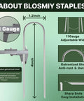 Diagram of Beefy 4 Inch U Shaped Landscape Staples Pack Of 40 For Soaker Hose Drip Line Tubing Garden Galvanized 11 Gauge Ground Stakes Built To Last Lawn Yard Outdoor Decor with dimensions and features
