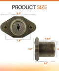 Heavy Duty Desk Drawer Lock With Key Keeps Filing Cabinets Locked Up Tight Using Top Shelf Zinc Alloy Antique Bronze Hardware with dimensions shown.