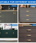 Brushed Brass Cabinet Handles 4 Pack Gold Drawer Pulls in kitchen, drawer, living room, and bedroom settings