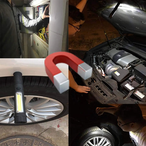 LED Work Light With Magnetic Tail Base And Clip, Multi Function Pocket Pen Light used in garage and auto inspections