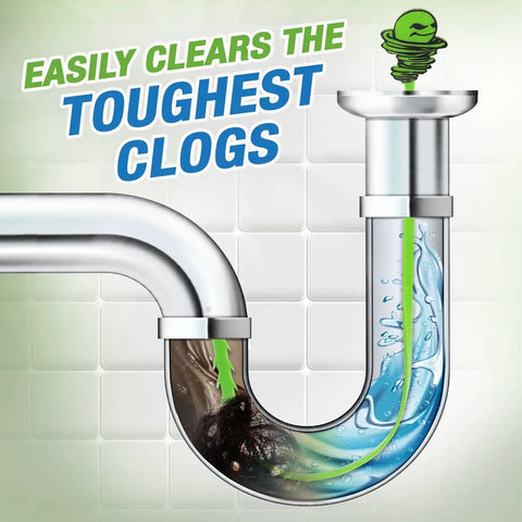 Hair Grabber Drain Snake 5 Pack for Sinks and Showers Keeps Drains Flowin illustrated clearing a tough clog