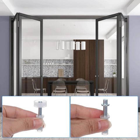 Six Piece BiFold Door Top Roller Guide Wheel And Top Pivot Spring Loaded Bifold Door Hardware Repair Kit for Pocket Doors