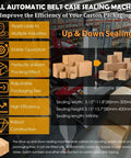 Rock Solid Automatic Carton Sealer Machine For Shipping Boxes And Cases Top And Bottom Continuous Tape Dispenser with adjustable size.
