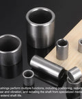 Hella Durable 8 Pack Sleeve Bearings 20mm Bore 26mm OD X 15mm Length Self Lubricating Sintered Iron Bushings displayed on a black surface.