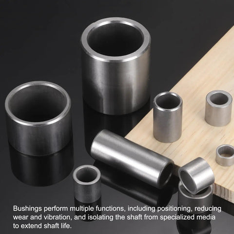 Hella Durable 8 Pack Sleeve Bearings 20mm Bore 26mm OD X 15mm Length Self Lubricating Sintered Iron Bushings displayed on a black surface.