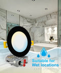 Six Pack Ultra Thin Black LED Recessed Lights With 5 CCTs From 2700K To 5000K 1050 Lumens Dimmable Canless Slim Wafer IC Rated