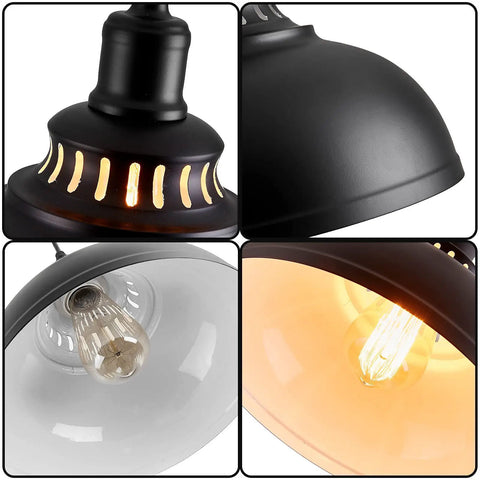 Industrial Pendant Lighting Set Dope Vintage Farmhouse Style Metal Ceiling Lamps With E26 Base Black 2 Pack, detailed view