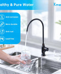 Oil Rubbed Bronze Water Drinking Faucet For Filtration Systems, brass sink faucet pouring water into glass by sink