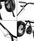 Close-up details of 90 Pound Broadcast Spreader Walk Behind For Lawn Care And Yard Maintenance with 12.5 inch Pneumatic Wheels