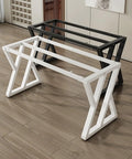 Rock Solid Heavy Duty Industrial Steel Table Legs For Diy Dining Desk And Coffee Table With Hella Sturdy Fully Welded Pro Grade Frame And Rust Proof Finish, white and black finishes displayed.