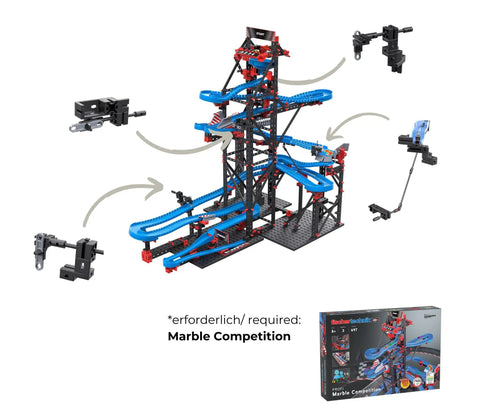 Marble Competition Battle Expansion Kit With Four Adjustable Obstacles For Marble Run Sets, Brain Boosting STEM Toy For Kids, Hands On Challenge, Black on marble run tower